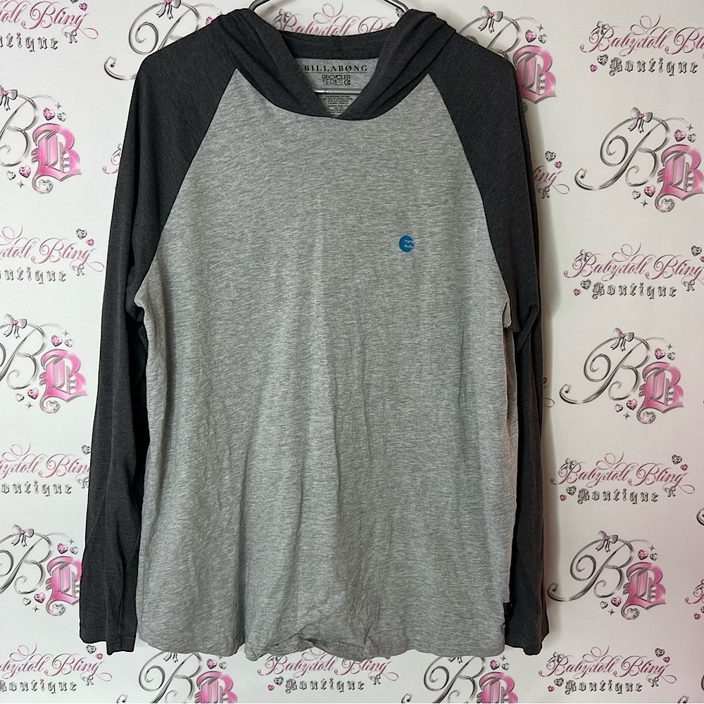 Billabong Gray and Black long sleeve style Hoodie lightweight logo